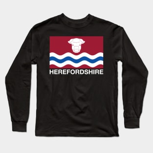 White Bull's Head and Three Wavy Lines Herefordshire Flag Long Sleeve T-Shirt